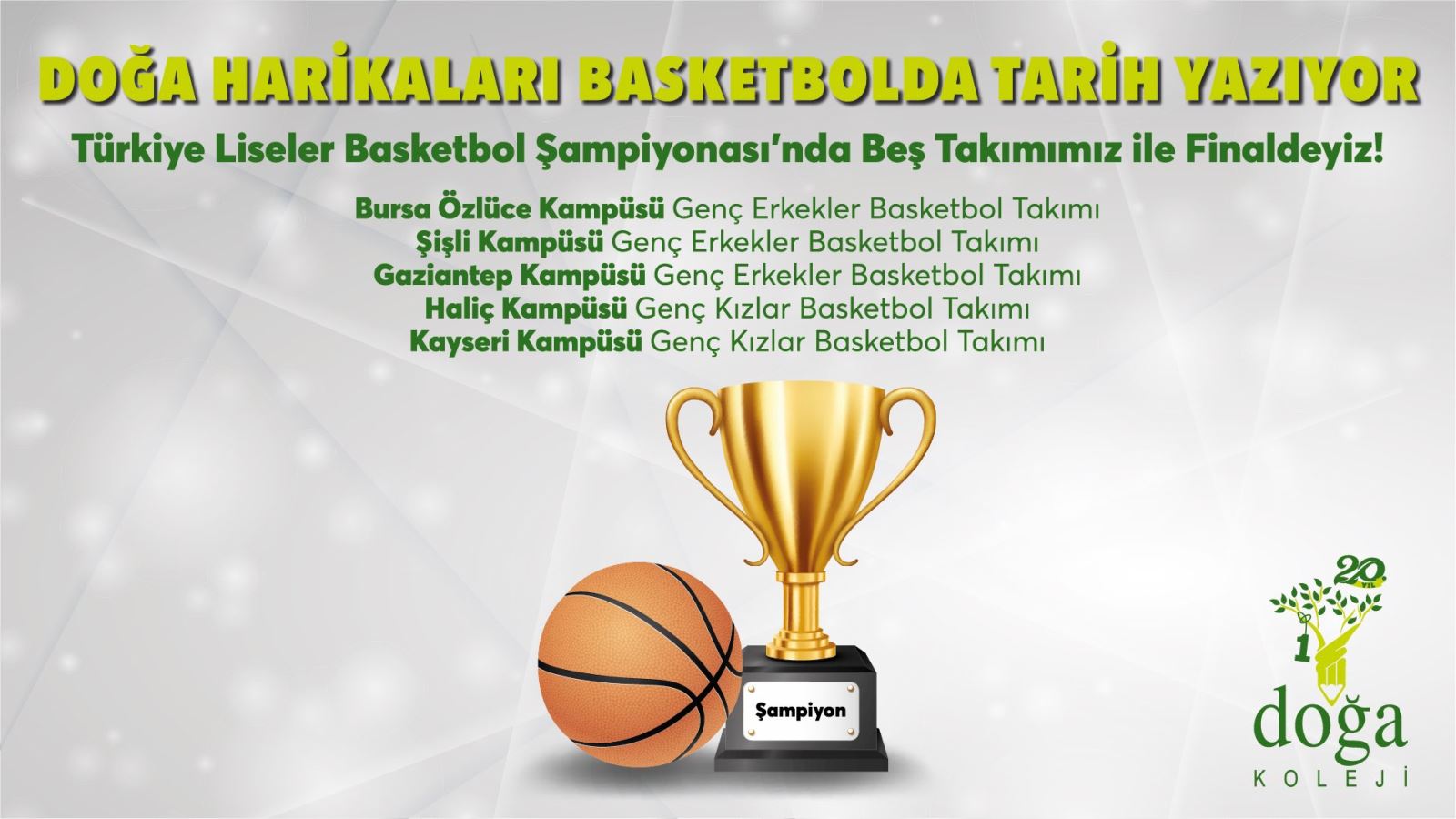 Doğa Koleji 5 takımı ile Basketbol Türkiye Şampiyonası'nda