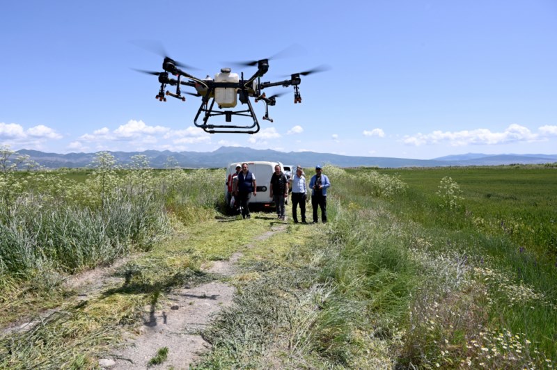 Belediye tarım arazilerini drone kullanarak ilaçladı