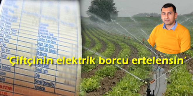 Çelik, 'Çiftçinin elektrik borcu ertelensin'