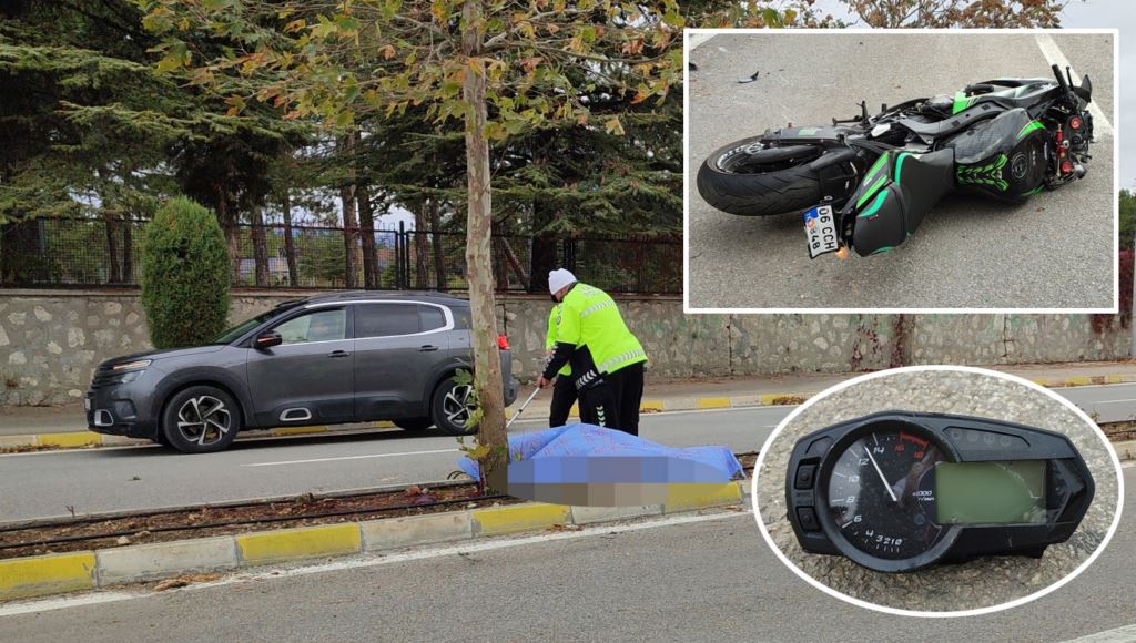 Refüjdeki ağaca çarpan motosiklet sürücüsü hayatını kaybetti