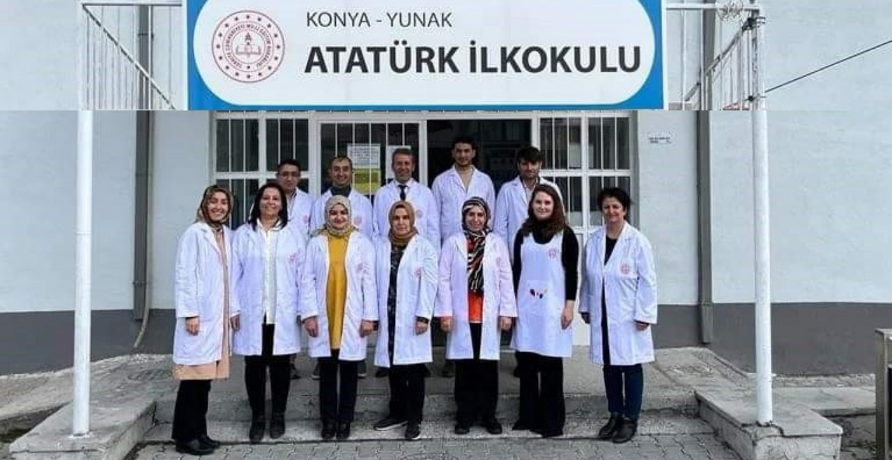 Yunak'ta öğretmenler beyaz önlüklerini giydi