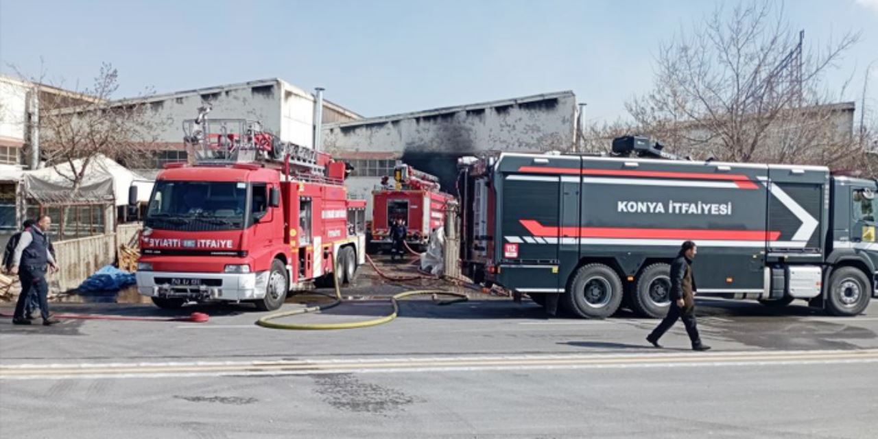 Konya'da tank atölyesinde korkutan yangın