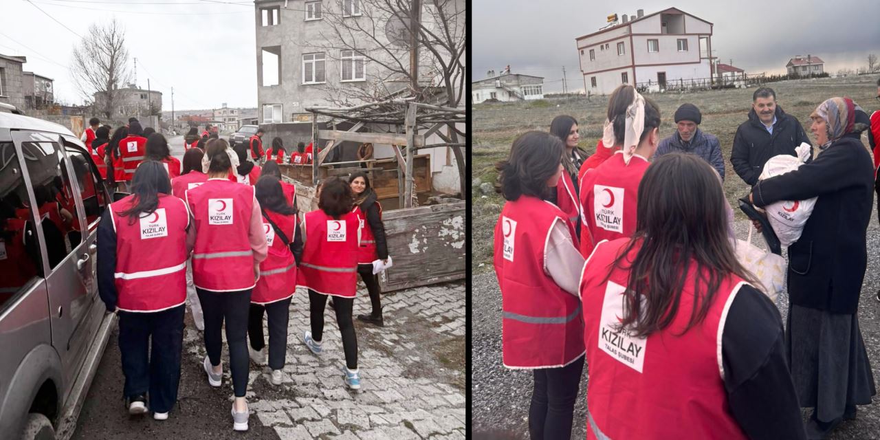 Korunma altındaki çocuklar yardım kolisi dağıttı