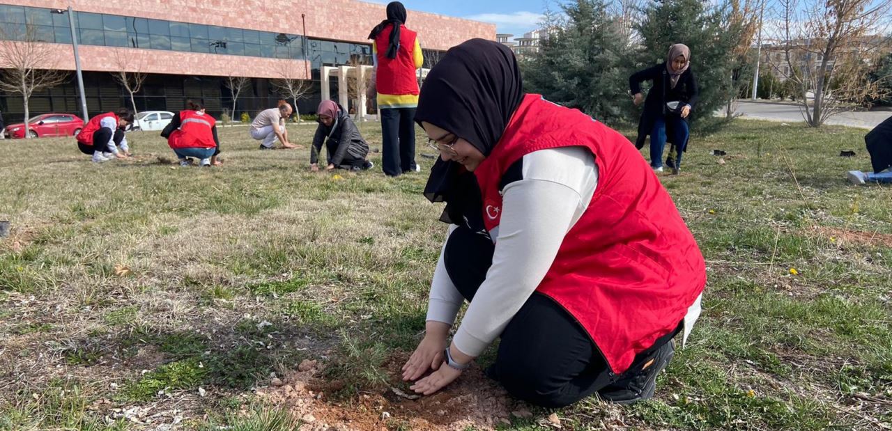 "Orman Haftası" dolayısıyla öğrenciler NEVÜ yerleşkesine fidan dikti