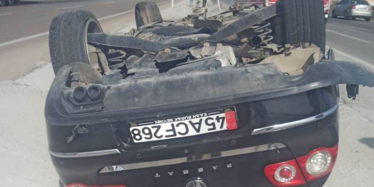 Konya’da sürücüsünün kontrolünü kaybettiği araç takla attı