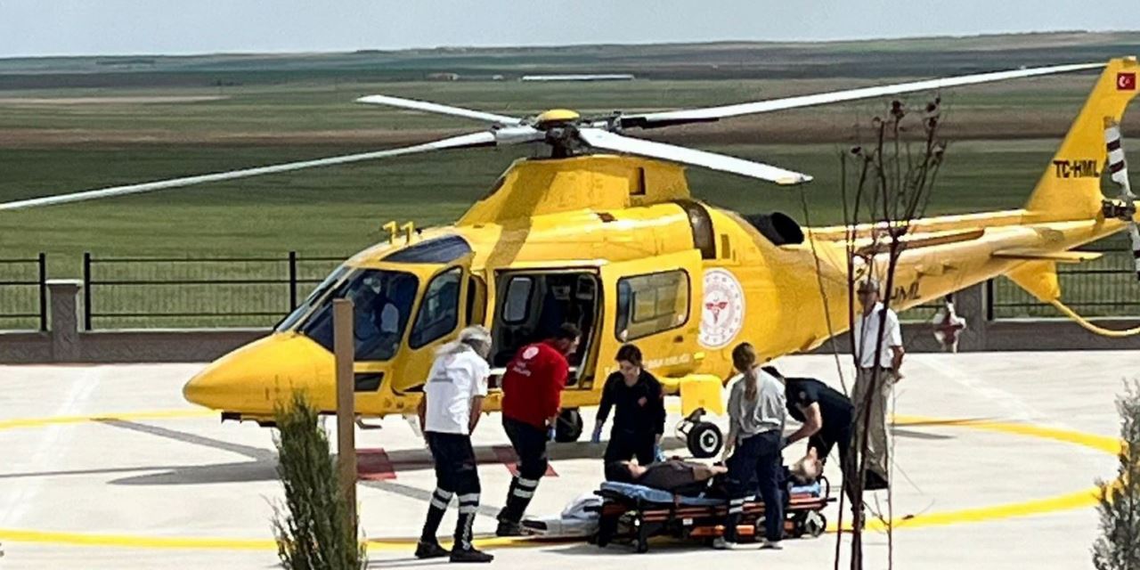 Konya’da kalp krizi geçiren hasta helikopter ambulansla hastaneye ulaştırıldı