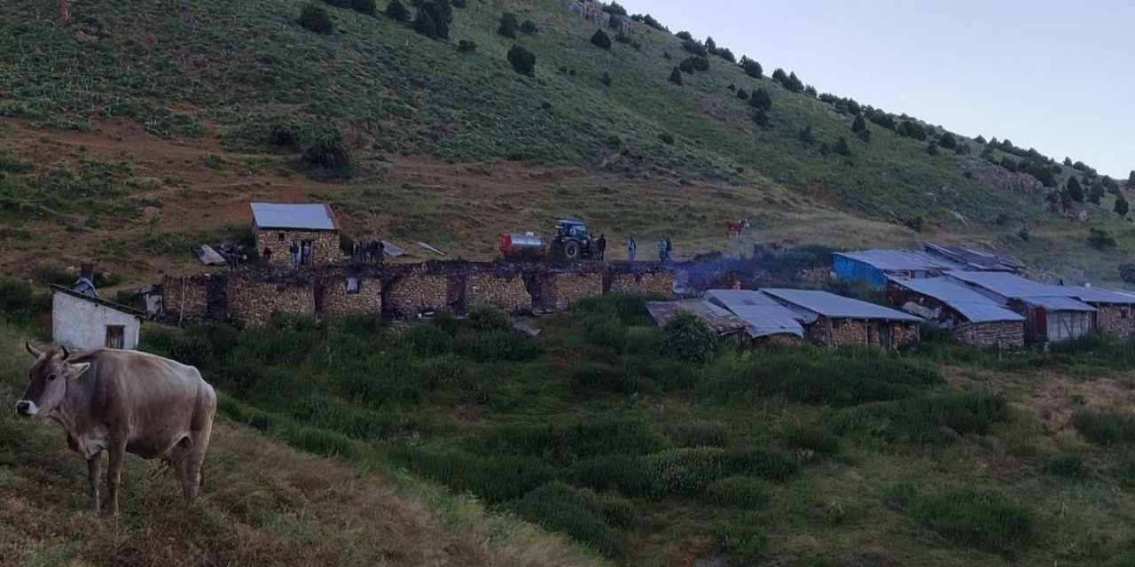 Sivas'ta meydana gelen yangında 5 yayla evi ağır hasar gördü