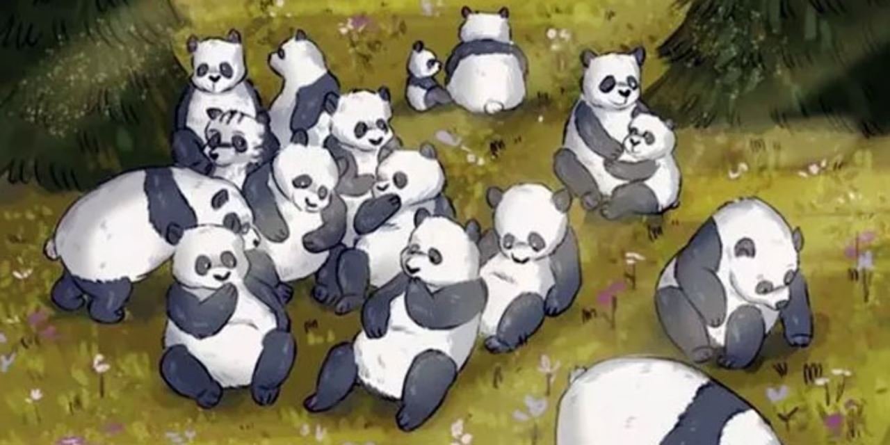 Pandaların arasındaki farklı hayvanı bulabilecek miniz?