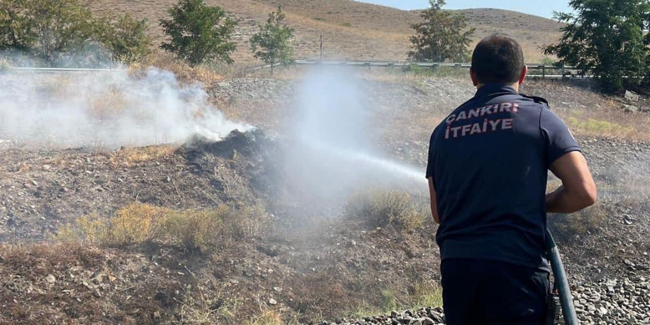 Trenden çıkan kıvılcım yangına neden oldu