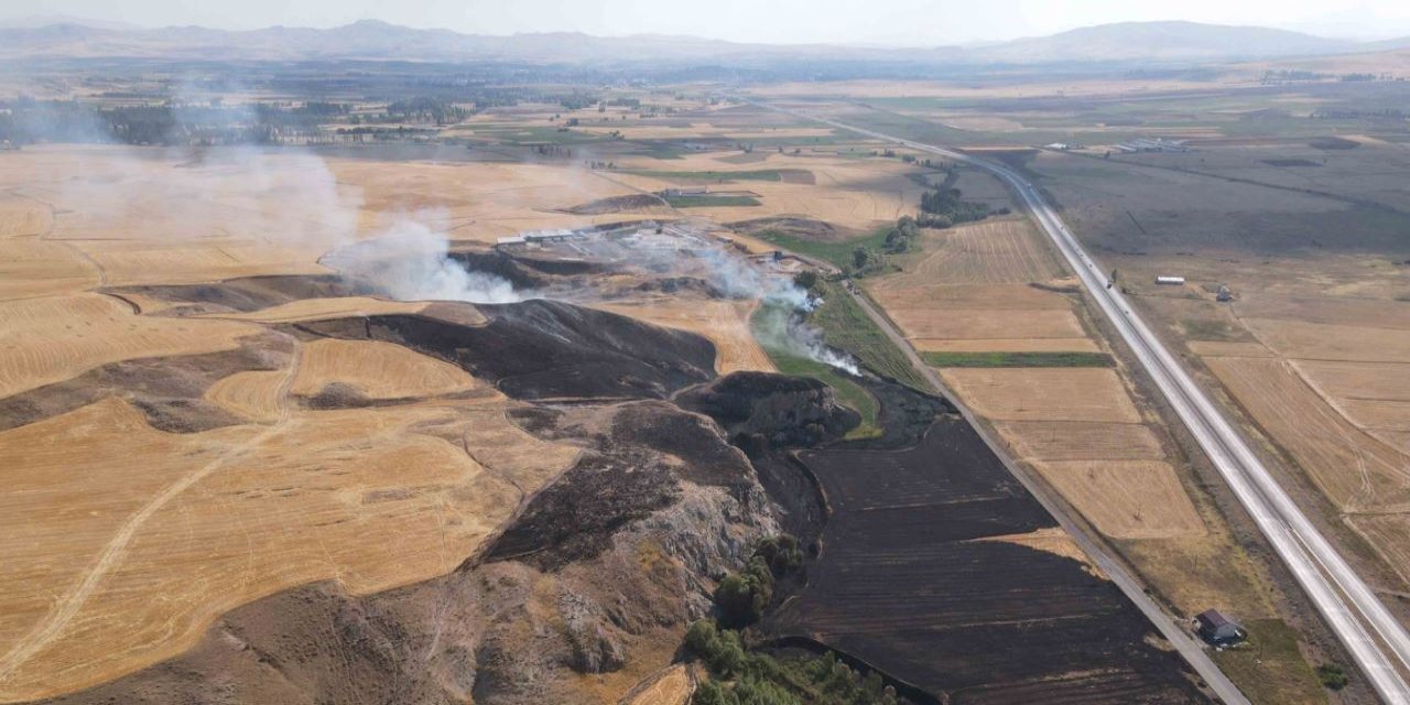 Sivas'taki yangında 40 dönümlük buğday tarlası küle döndü