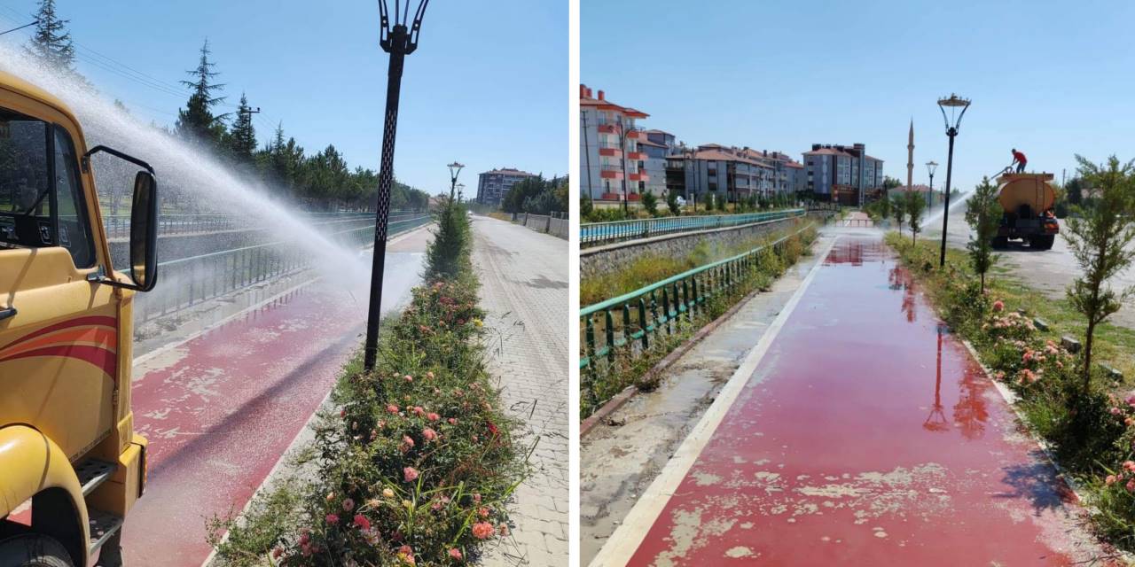 Bisiklet ve yürüyüş yolları yıkandı