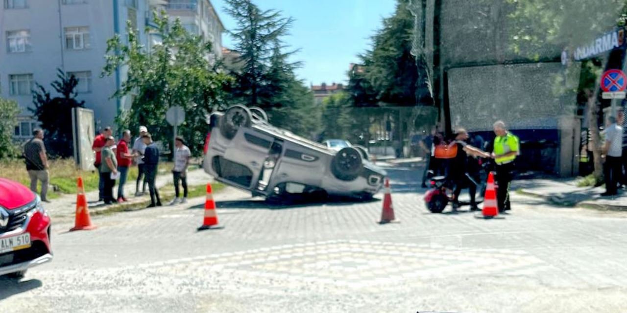 Konya'da aracın takla attığı kazada 1 kişi yaralandı