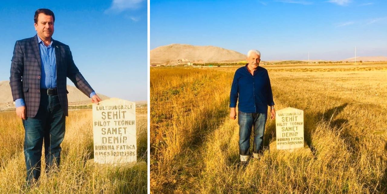 Tarla ortasında şehit mezarı