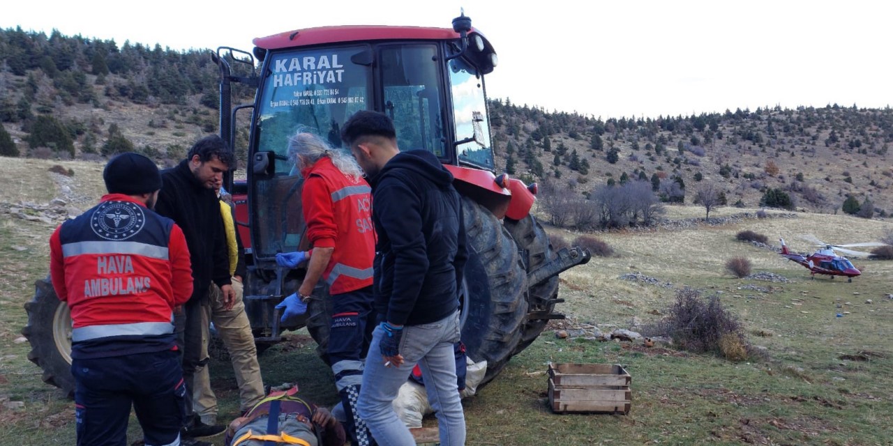 Konya'da dağda düşen yaralı, hava ambulansıyla hastaneye sevk edildi