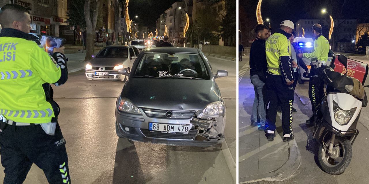 Zincirleme kazada motosiklet sürücüsü hafif yaralandı