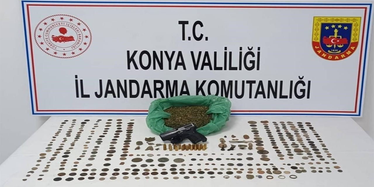 Jandarmadan Beyşehir’de tarihi eser ve uyuşturucu operasyonu