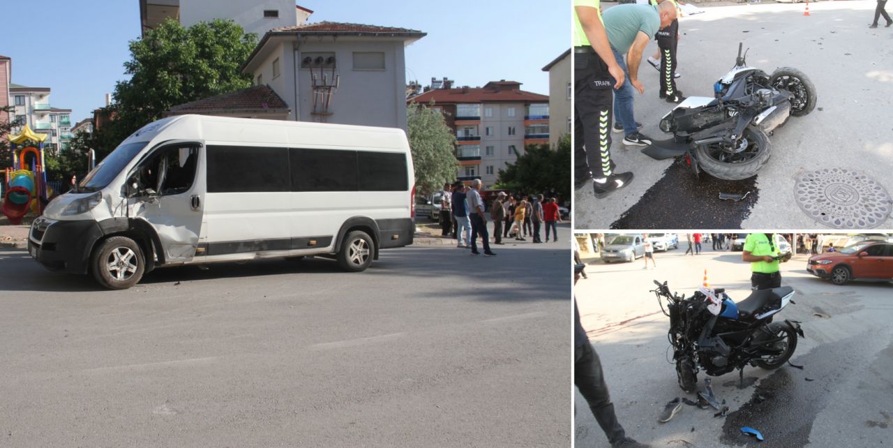Konya’da kaza; Minibüsle çarpışan motosikletli hayatını kaybetti