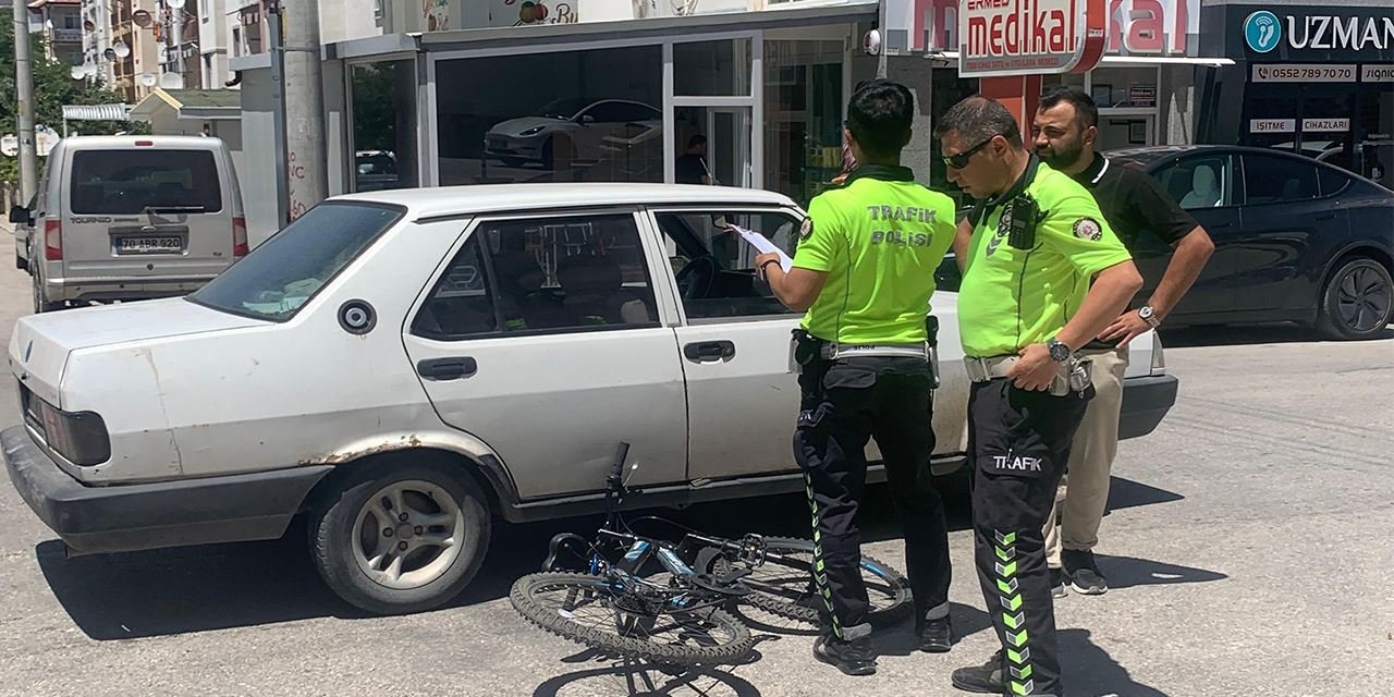 Karaman’da otomobille çarpışan bisikletli çocuk yaralandı