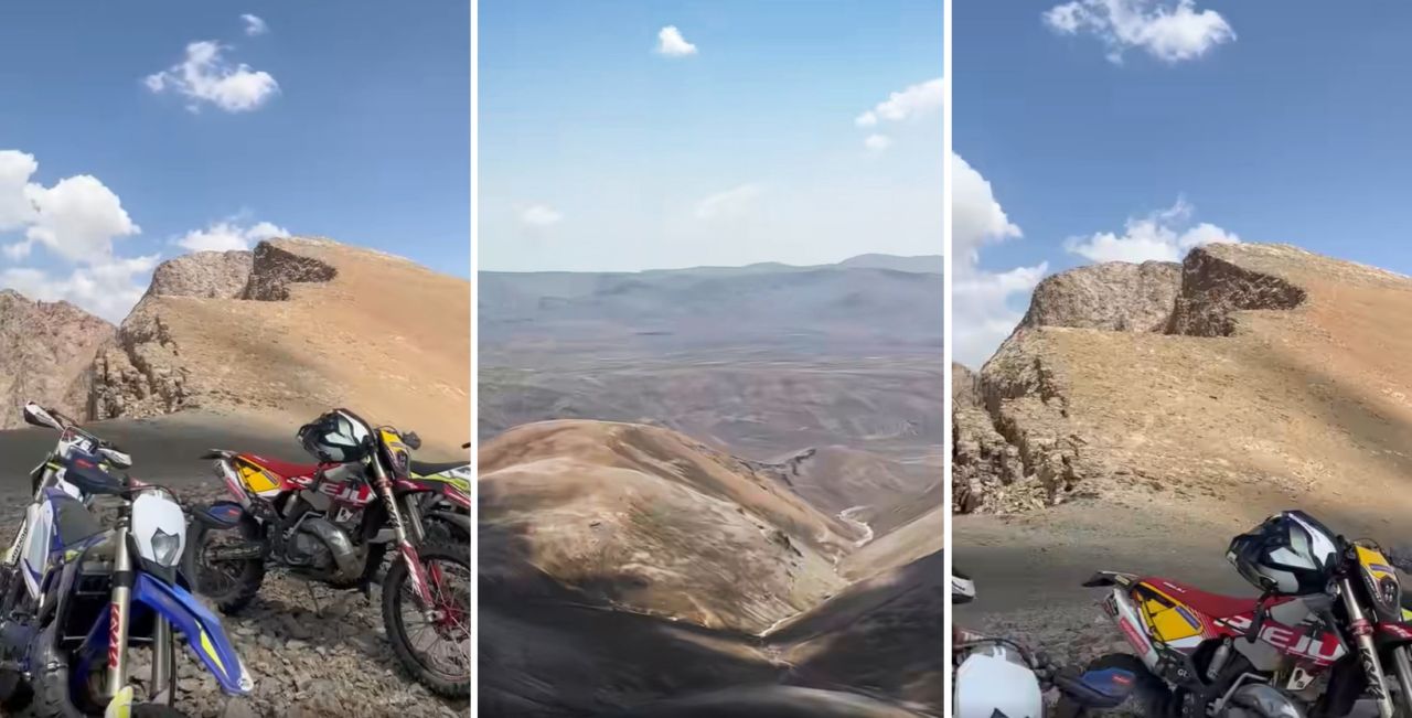 Dere yatağından motosikletle Aydos Dağına tırmandılar