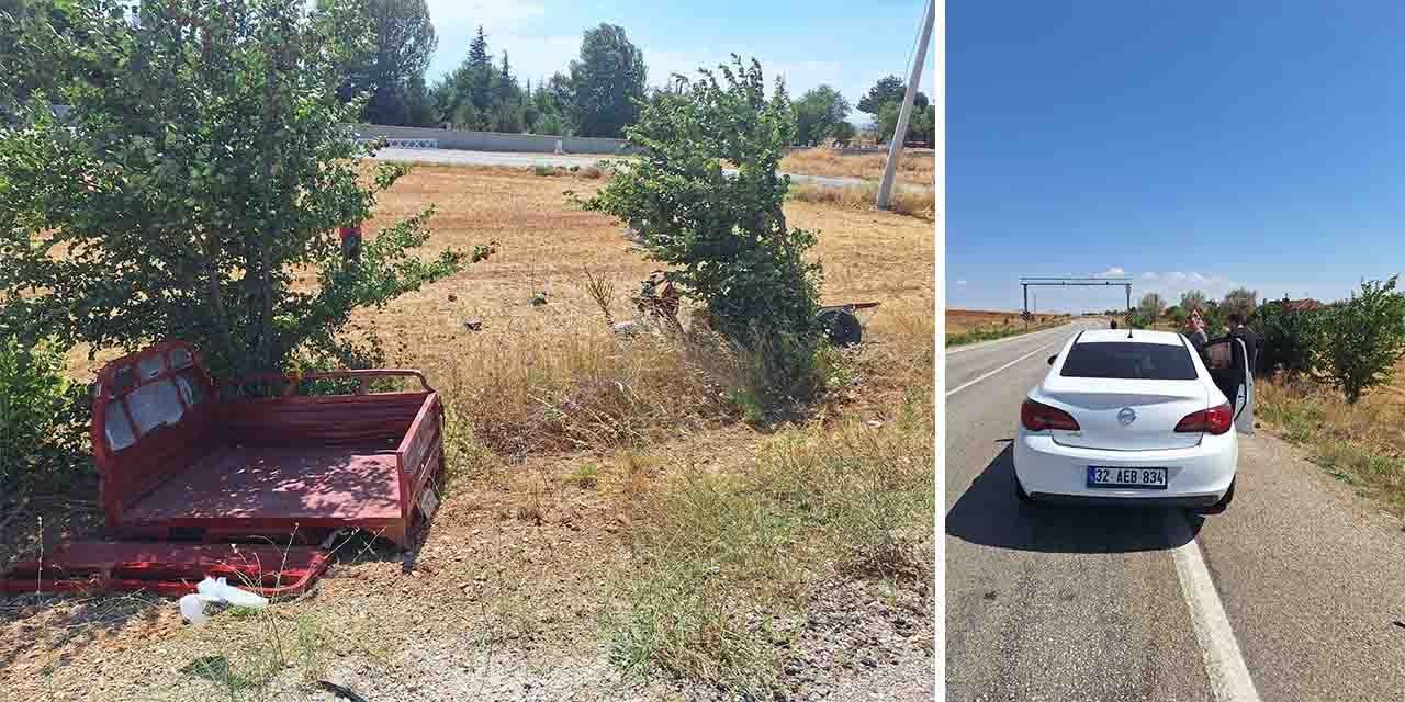 Üç tekerlekli motosiklet parçalandı
