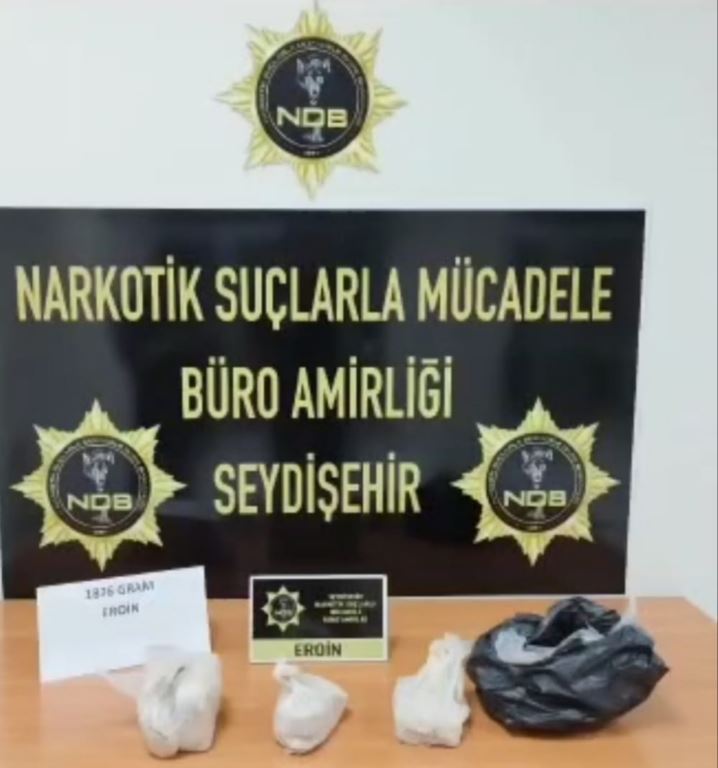 Konya'da uyuşturucu operasyonunda 1 kilogram 876 gram eroin ele geçirildi